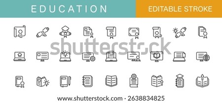 Educations Line Icons. Set collections. 27 type. Thin Line .Vector illustration