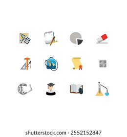 Educations vector icons design bundle on white background