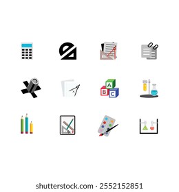 Educations vector icons design bundle on white background