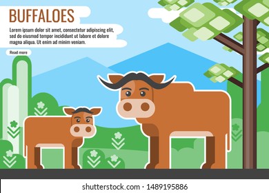 Educative Buffalo vector Logo illustration design.  A farm  and environment  system concept element.  Can be used for web and mobile development. Suitable for infographic