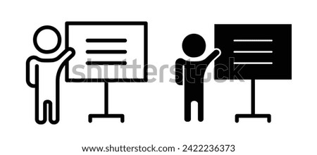 Educative Coaching Line Icon. Learning Instruction Icon in Black and White Color.