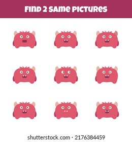 Educative find two same pictures drawing vector art.