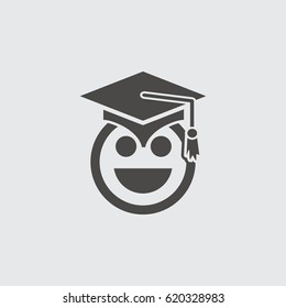 Educator graduation icon isolated sign symbol and flat style for app, web and digital design. Vector illustration.