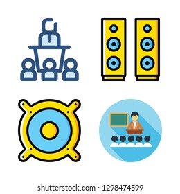 Educator Icon Set. Vector Set About Conference, Lecture And Speaker Icons Set.