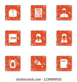 Educator icons set. Grunge set of 9 educator vector icons for web isolated on white background