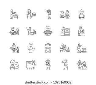Educator line icons, signs, vector set, outline illustration concept 