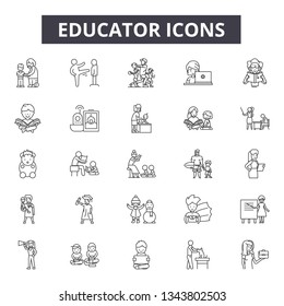 Educator line icons for web and mobile design. Editable stroke signs. Educator  outline concept illustrations