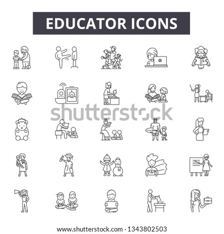Educator line icons for web and mobile design. Editable stroke signs. Educator  outline concept illustrations