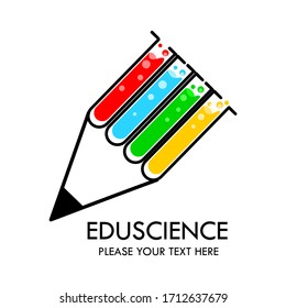 Eduscience logo design template illustration. there are pencil and beaker