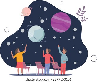 Edutainment as educational entertainment for fun learning .Teaching method with kids motivational play and knowledge combination .flat vector illustration