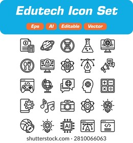 Edutech Icon Set - Educational Technology and Digital Learning Vector Graphics