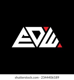 EDW triangle letter logo design with triangle shape. EDW triangle logo design monogram. EDW triangle vector logo template with red color. EDW triangular logo Simple, Elegant, and Luxurious design.
