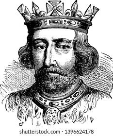 Edward II of England, 1284-1327, he was the king of England from 1307 to 1327, vintage line drawing or engraving illustration