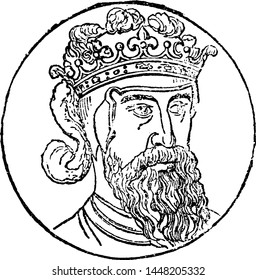 Edward III, vintage engraved illustration