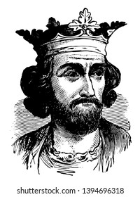 Edward I (Longshanks), he was the king of England from 1272 to 1307, vintage line drawing or engraving illustration