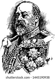 Edward VII, Vintage Engraved Illustration