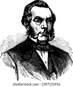 Edwin Dennison Morgan 1811 to 1883 he was the 21st governor of New York from 1859 to 1862 and United States senator from 1863 to 1869 vintage line drawing or engraving illustration