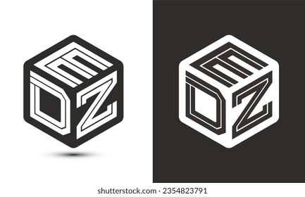 EDZ letter logo design with illustrator cube logo, vector logo modern alphabet font overlap style. Premium Business logo icon. White color on black background