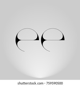 EE Black thin minimalist LOGO Design with Highlight on Gray background.