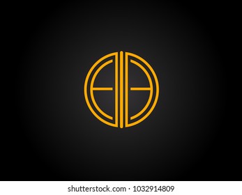 EE Circle Shape golden yellow Letter logo Design
