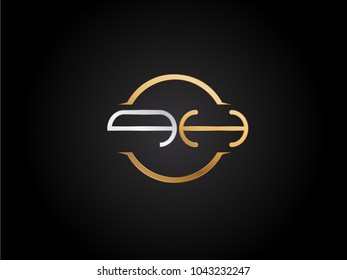 EE circle Shape Letter logo Design in silver gold color