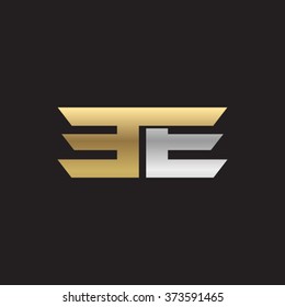 EE company linked letter logo golden silver black background