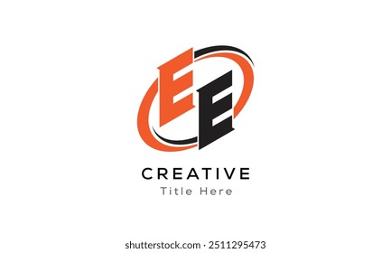 EE creative letter logo with circle area. Initial letter EE linked circle uppercase monogram logo. EE initial letter logo vector design.