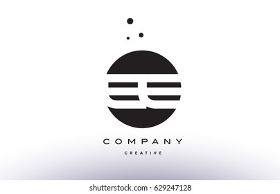 EE E E alphabet company letter logo design vector icon template simple black white circle dot dots creative abstract