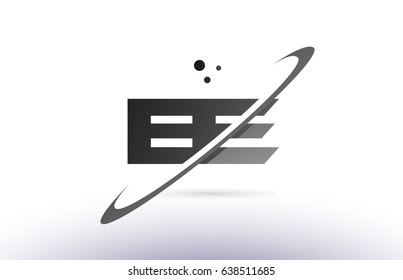 ee e e alphabet letter logo black white grey swoosh creative text dots company vector icon design template