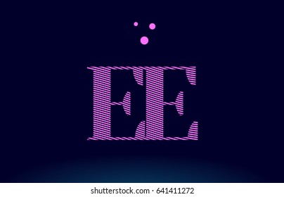 ee e e alphabet letter logo pink line stripes magenta purple blue font creative text dots company vector icon design template