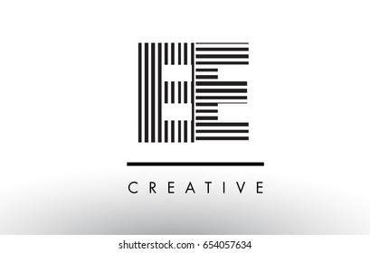 EE E E Black and White Letter Logo Design with Vertical and Horizontal Lines.