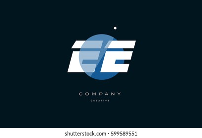 ee e e  blue circle dot big font alphabet company letter logo white design vector icon template 