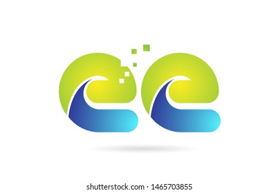ee e e blue green alphabet combination letter logo design suitable for a company or business