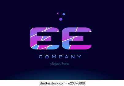 ee e e  creative color blue background pink purple magenta alphabet letter company logo vector icon