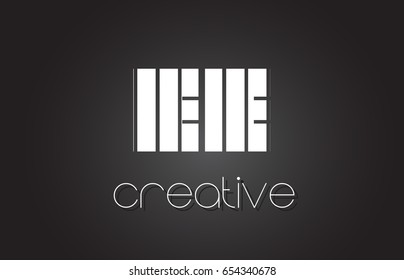 EE E E Creative Letter Logo Design With White and Black Lines.