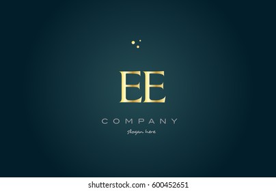 ee e e  gold golden luxury product metal metallic alphabet company letter logo design vector icon template green background