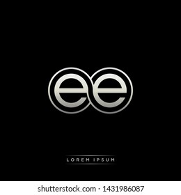 EE E initial letter linked circle capital monogram logo modern template silver color edition