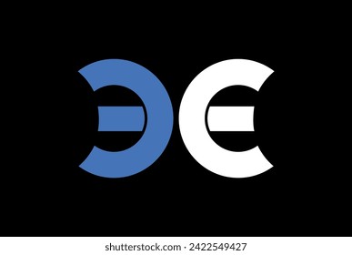 EE E initial letter linked circle capital monogram logo modern template blue and white color edition