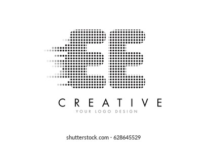 EE E E Letter Logo Design with Black Dots and Bubble Trails.