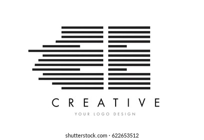 EE E E Zebra Letter Logo Design with Black and White Stripes Vector