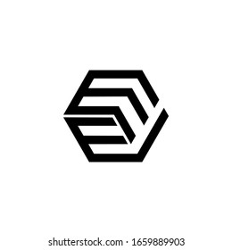 EE EM Letter Logo Design polygon Monogram Icon Vector Template