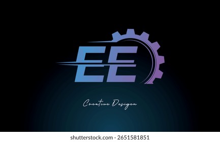 EE Gear Fusion Logo - Industrial Tech-Inspired Letter mark Futuristic Industrial Letter Mark Design para marcas de tecnologia e engenharia.
