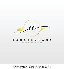 EE handwriting initial logo template vector.