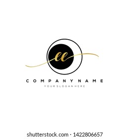 EE handwriting initial logo template vector.