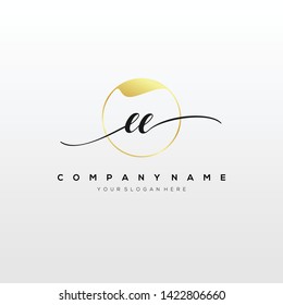 EE handwriting initial logo template vector.