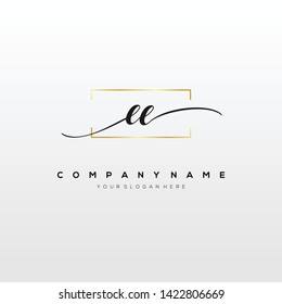 EE handwriting initial logo template vector.