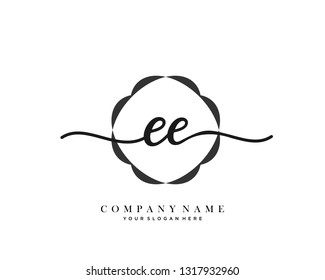 EE handwriting initial  logo vector