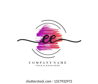 EE handwriting initial  logo vector