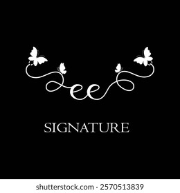 EE Handwritten initial letter, EE simple signature vector logo with butterfly shape variation, beauty, photography letter logo design. E E