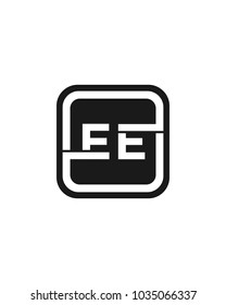 EE initial box letter logo template vector